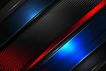 Illustration of Abstract Blue, Red and Black Metallic With Light Ray and Glossy Line. Metal Frame Design for Background.