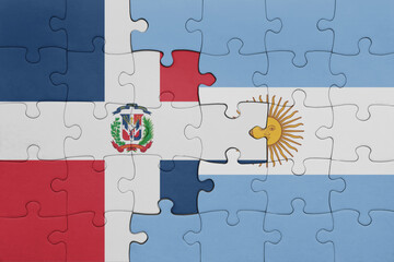 puzzle with the colourful national flag of argentina and flag of dominican republic .