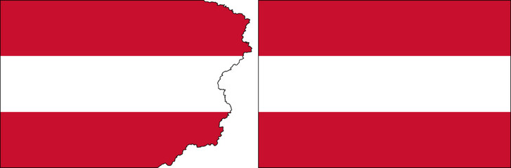 Obraz premium The Austrian flags vector. Standard flag and with torn edges