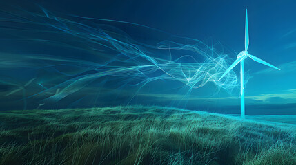 Wind turbines for the production of green energy. AI Generated