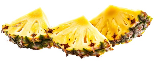 Naklejka premium A vibrant pineapple slice, perfectly isolated against a transparent background.