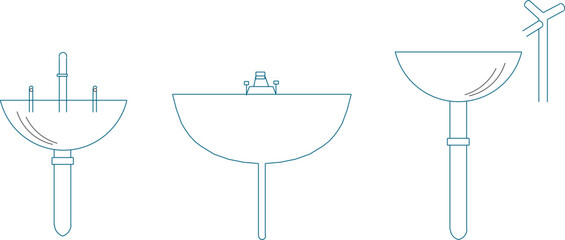 Vector illustration sketch of detailed design of bathroom furniture, bathroom sink for hand washing