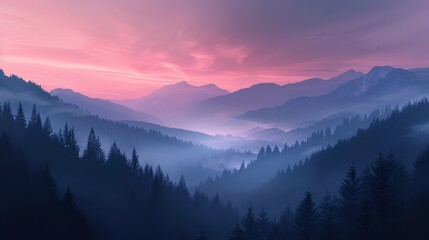 Minimalist Landscape: Tranquil Mountain View Computer Wallpaper