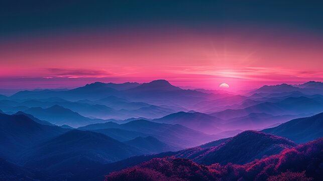 Minimalist Landscape: Tranquil Mountain View Computer Wallpaper