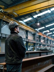 Fototapeta premium Factory Worker Wearing Hard Hat