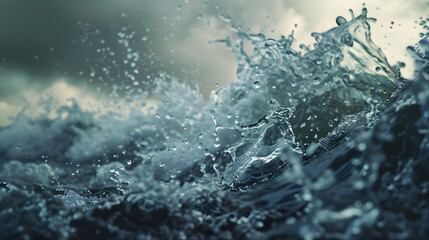 Obraz premium Storm, storm at sea with drops and splashes in cloudy weather. AI Generated
