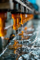 Industrial Concept: Manufacturing plastic products using injection molding machine and polymer resin