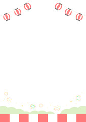 夏祭りのフレーム背景素材、フラットスタイルのベクターイラスト03