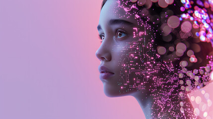 Futuristic portrait of an android robot woman in the future. AI Generated