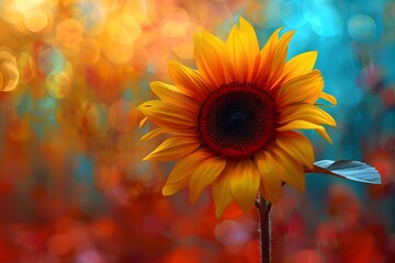 Fototapeta premium Vibrant Sunflower Field Blossoming Amidst Nature's Tranquil Embrace