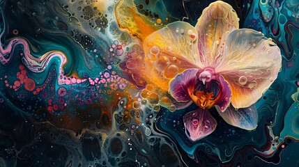 Stardust's Ethereal Bloom:An Orchid's Cosmic Dance on a Rearview Mirror