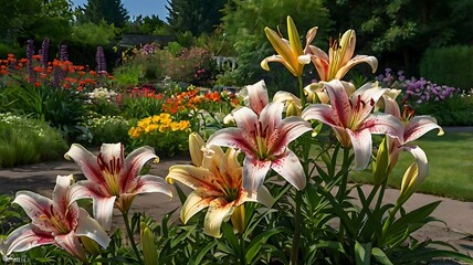 Beautiful Garden With Multi Color Flowers