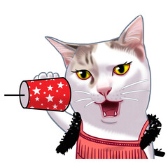 Playful Cat with Toy Cup