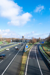 Autobahn Highway Traffic Cars Road Way Holland Netherlands Blue Sky