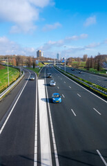 Autobahn Highway Traffic Cars Road Way Holland Netherlands Blue Sky