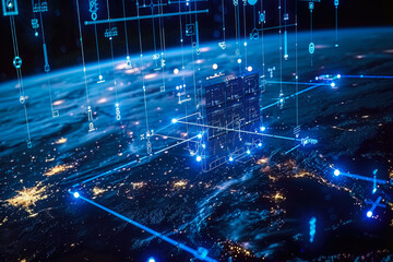 Global network or global communication background. telecommunication and data networks with global Internet connectivity for communication technologies.