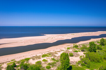 Beautiful scenery of Baltic Sea beach in Sobieszewo at summer , Poland