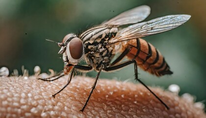Obraz premium Symbol, Tier, Insekt, Nahaufnahme einer Schmeißfliege, Calliphoridae, KI - generiert