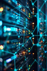 Modern Technology Concept: Interconnected computer systems optimizing workflow in modern businesses for efficiency and productivity