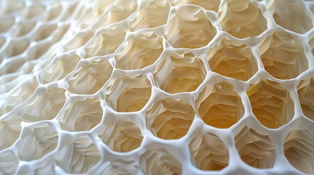 Microphotography: Honeycomb Structure White Fiber on Gradient Background