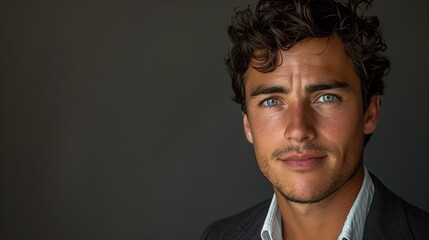 AI generated illustration of a confident young man poses against a plain background