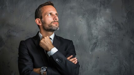 Businessman with a calm and composed expression, making a strategic decision
