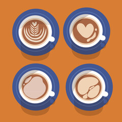 coffee cup icon vector set 