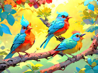 Obraz premium Colorful Kingfisher with long black beak .