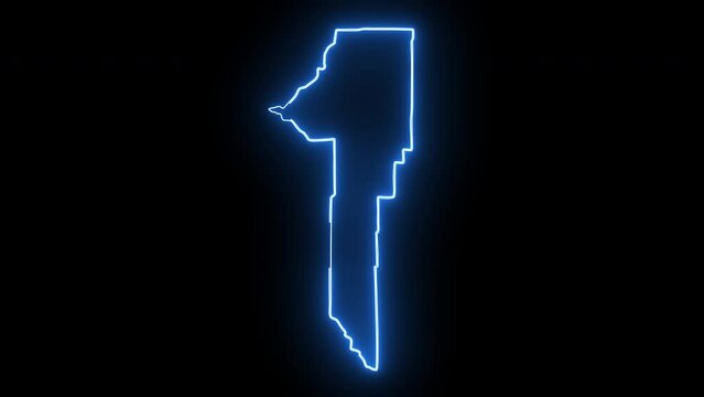 map of Bozeman in Montana with a neon effect that glows blue