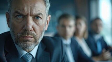 Obraz premium Businessman's face showing determination in a meeting