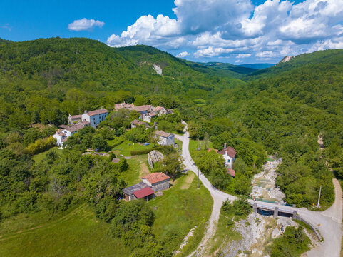 Aerial view of the traditional Kotli village, Istra