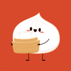 Chinese dumplings character design. Chinese dumplings is Chinese food. Bao cartoon.
