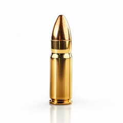 A Single Gold-Plated Bullet on a White Background