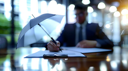 Obraz premium Photo of insurance company showcasing services to promote and sell insurance policies. Concept Insurance Company Services, Promotion Photoshoot, Selling Insurance Policies