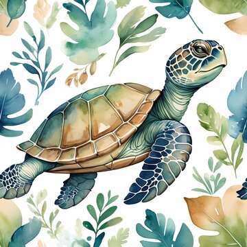 Watercolor Whimsy, a cute turtle