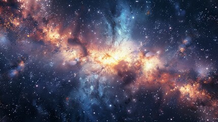 Obraz premium Immersive HDRI Space Panorama with Nebula Stars and Environment Map.
