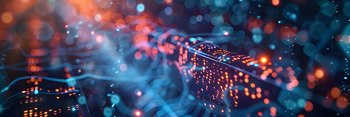 Digital backdround ideal for technological operations, neural networks, AI, data transmission and encryption, digital archives, audio and visual representations, scientific research