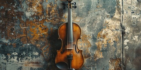 Old violin on a wall