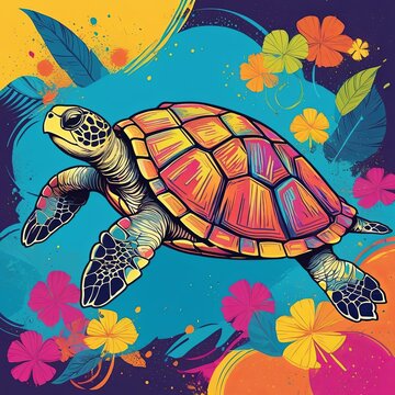 Pop Art Vibe, a cute turtle