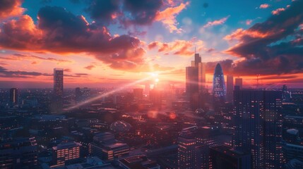 Fototapeta premium sunset over city