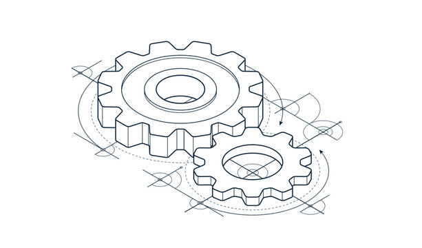 recommend clip art: Engineer education concept, gears and cogs composition isometric 3D vector illustration, study science in university, engineering learning.