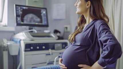 Pregnant Woman at Computer