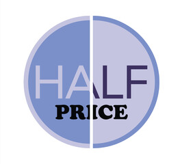 Text word half price icon logo design with White background