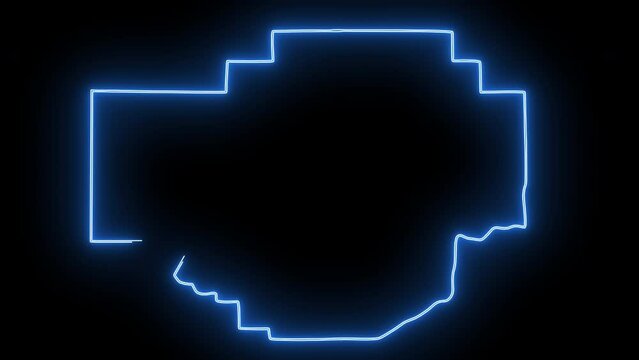 map of Fort Benton in Montana with a neon effect that glows blue