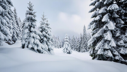 winter forest landscape with trees and snow