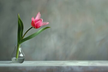 pink tulips in a vase on the table