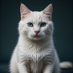 Fototapeta premium a white cat with blue eyes