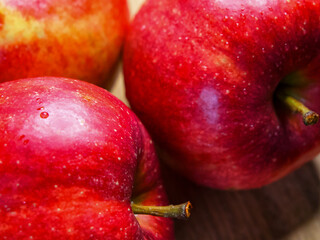 Dewy Apples Close-Up. Vibrant apples with dew, great for fresh produce promotion.