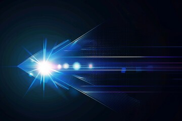 Vector Illustration Abstract Arrow Symbol Forward and Smooth Lines in Dark Blue Color Background. Hi-tech Digital Technology and Innovation Concept. Abstract Futuristic, Shiny Lines Background.