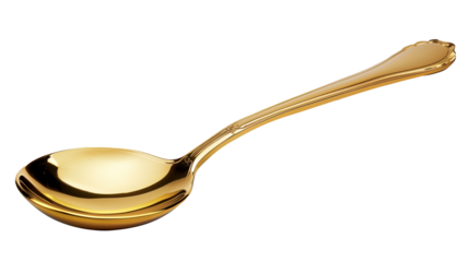 golden spoon isolated on transparent background 